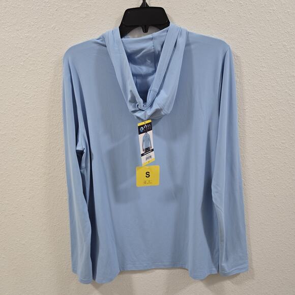 Reel Life Get Outdoors Performance Hoodie Shirt Light Blue UPF 50 S Long Sleeve - Picture 6 of 10